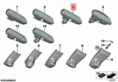 Genuine BMW Alpina Hybrid M6 B6 M3 M4 Interior Mirror Ec/Led/Fla  