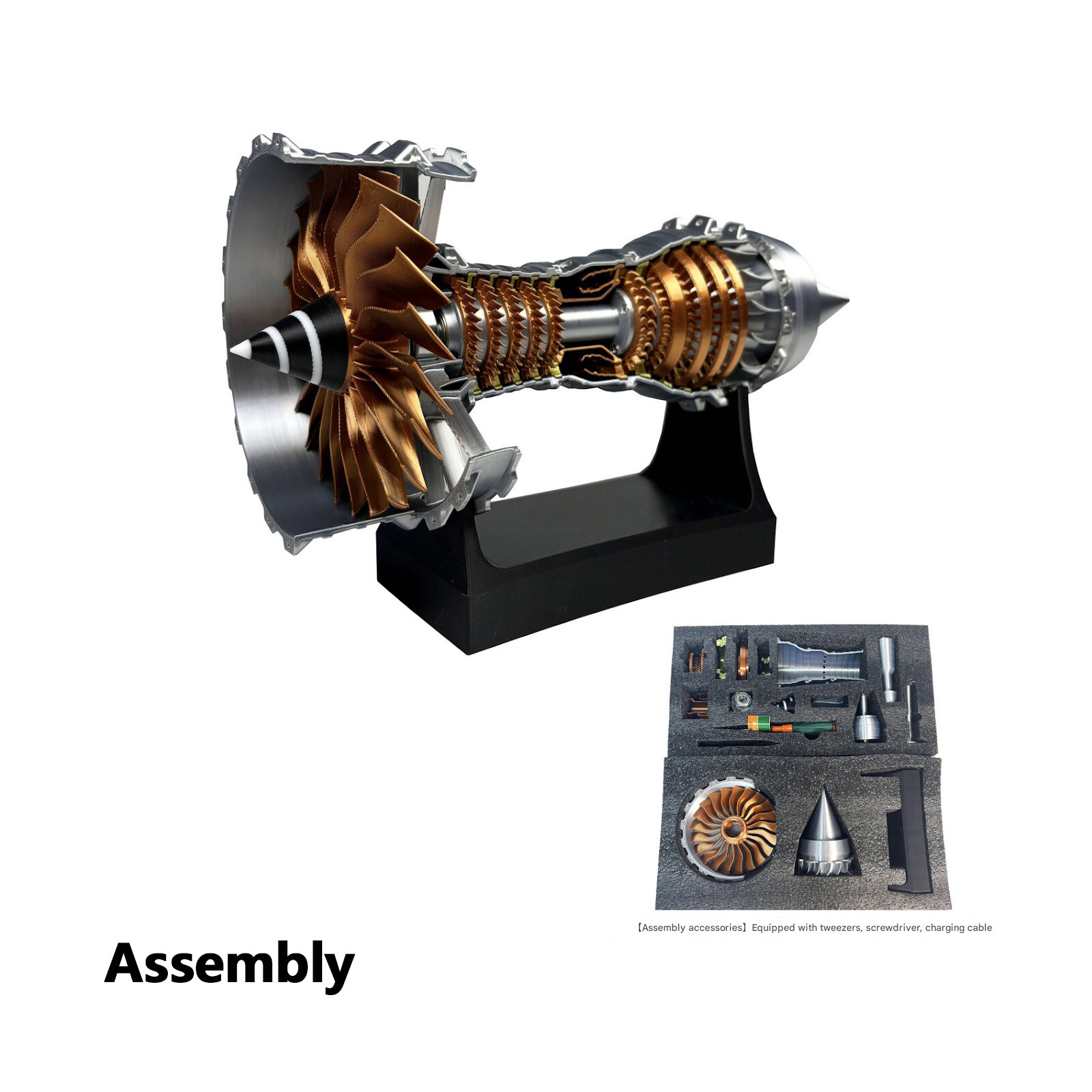 Turbofan Engine Model Kit for DIY Assembly and Educational Purposesxn