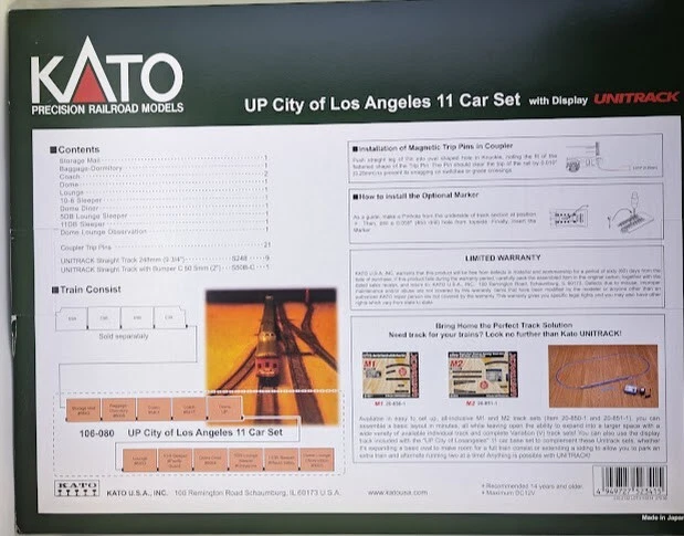 Kato 106-080 N Scale Union Pacific City of Los Angeles 11 Car Set - Image 3 of 3