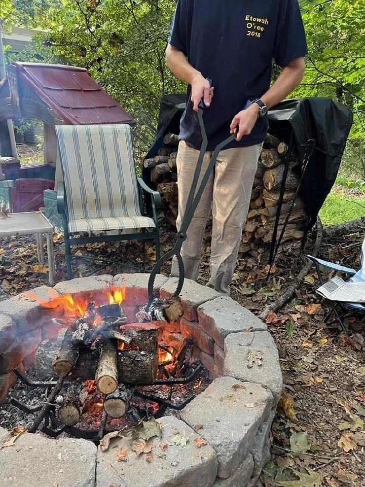Herramientas de fogata de 40" de alta resistencia pinzas de leña fuego póker madera exterior barbacoa jardín Foto 2 de 4
