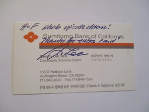 SAMMY LEE OLYMPIC GOLD MEDAL DIVER SIGNED AUTOGRAPH BUSINESS CARD