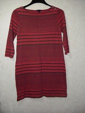 GAP Dress Women S Pink Gray Striped Knit Boat Neck 3/4 Sleeve