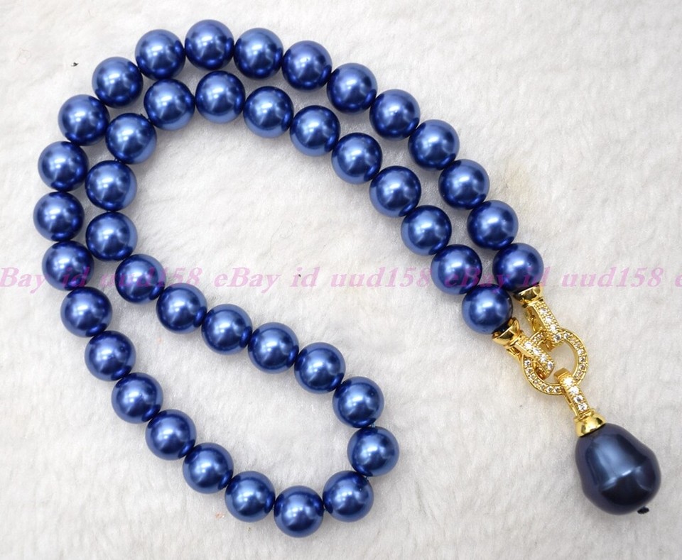 10mm Blue Silver Gray South Sea Shell Pearl Round