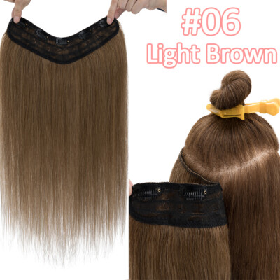 Women One Piece Real Clip in Remy Human Hair Extensions Full Head Straight Ombre