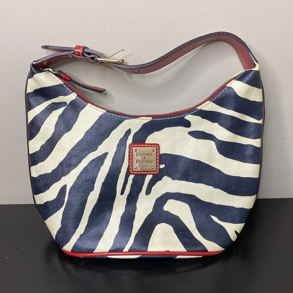 Vintage DOONEY BOURKE Black & White Leather Zebra Stripe Mini Shoulder Bag