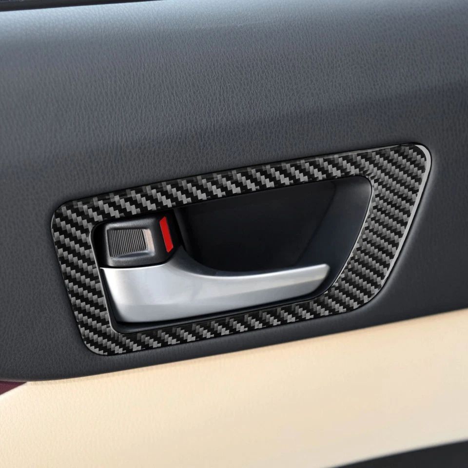 Borde de marco de manija interior de puerta de fibra de carbono para Toyota Highlander 2014-19 Foto 2 de 4