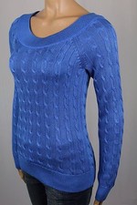 Ralph Lauren Blue Scoop Round Neck Cable Knit Sweater NWT