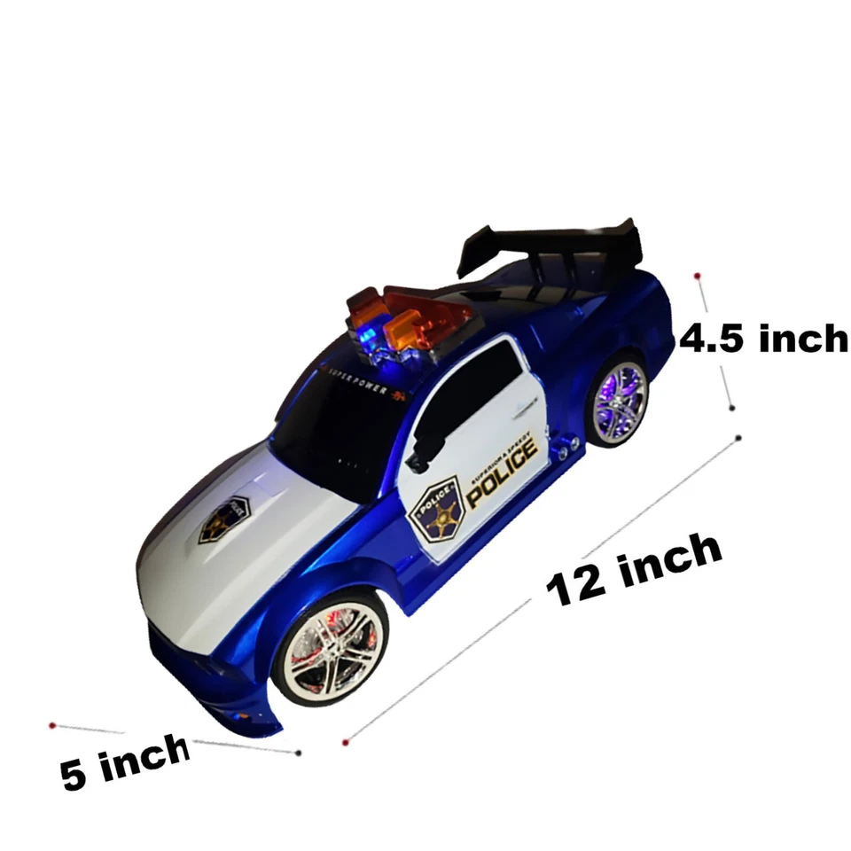 Control Remoto Juguete Coche Luces Sirena Policía Acción Deportes RC Regalo para Niños - Azul Foto 2 de 4