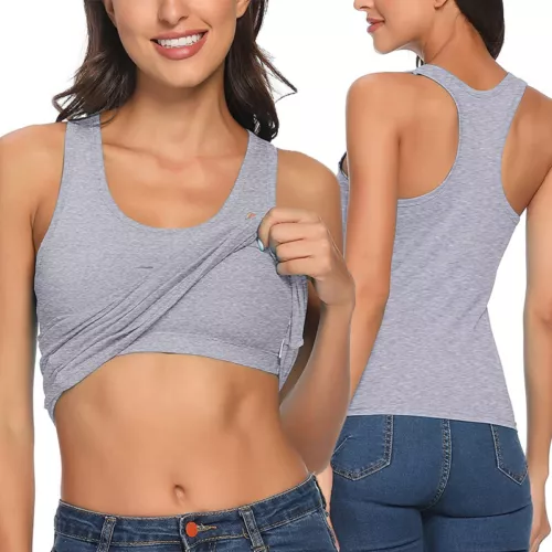 Camisole with Built in Bra Women Tank Tops Padded Bra Vest Undershirt Sleeveless - Picture 30 of 43