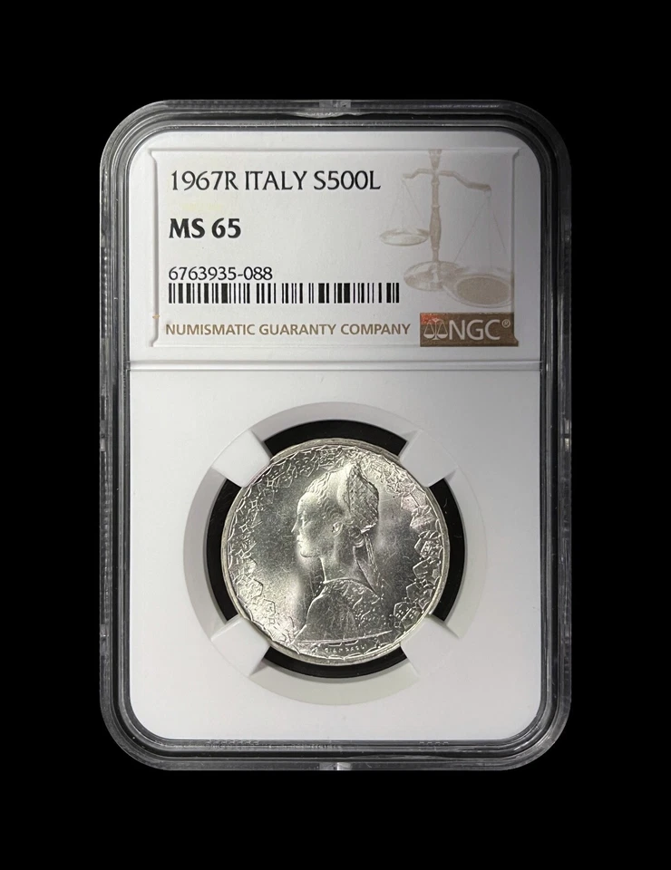 ITALY. 1967, 500 Lire, Silver - NGC MS65 - Nina, Pinta, Santa Maria Ship - Image 2 of 4