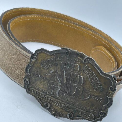 Tony Lama Mens Western Belt Leather Made in USA Tooled Ol Chief Buckle  C13704