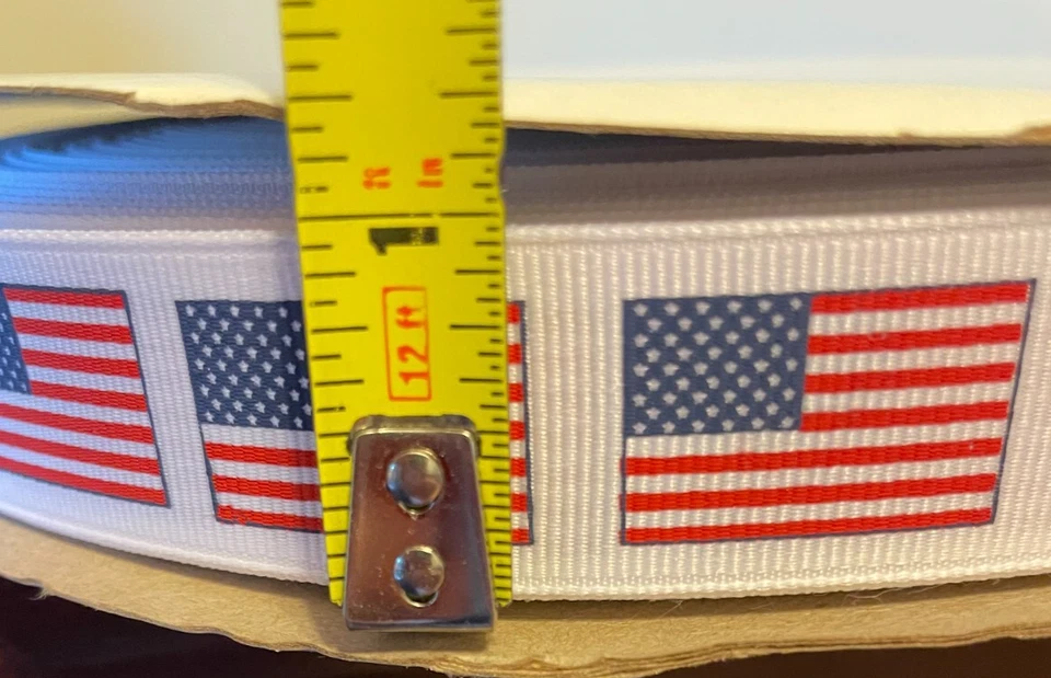Grosgrain Ribbon 100 Yards American Flag Made USA Old Glory Red White Blue NEW - Image 3 of 4