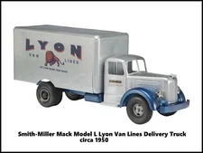 Smith Miller Toys NEW Metal Sign: Mack Model L Lyon Van Lines Delivery Truck