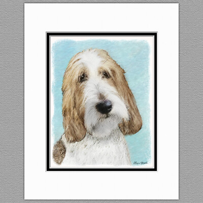 Grand Basset Griffon Vendeen Dog Original Art Print 8x10 Matted to 11x14