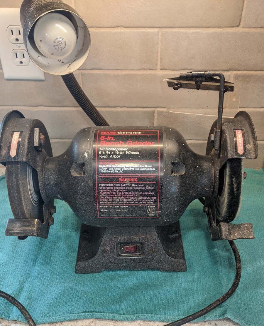 Sears Craftsman 6" Bench Grinder, Model 319.190400, 3450rpm, 1/3 HP