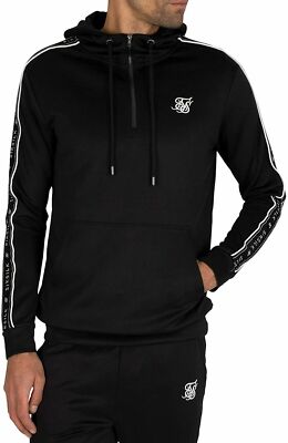 SikSilk - 1/4 Reißverschluss Overhead Panel Hoodie Herren Pullover - Brandneu mit Etikett - Sik Seide