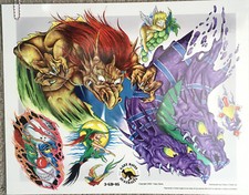 Tattoo Studio Shop Flash Single w/ Line Work Dragons Witch Clown 11" X 14" Print