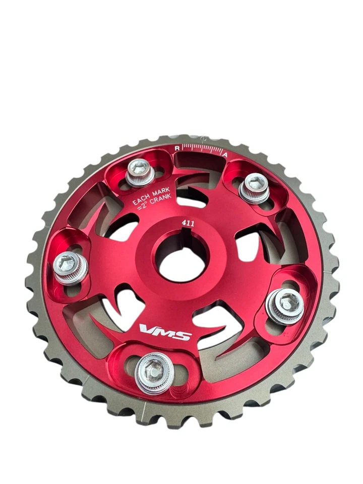 Engranaje de leva ajustable VMS en rojo para Honda Civic CRX D15 D16 SOHC de 1988 a 2000 Foto 3 de 4