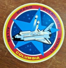 Vintage Space Shuttle Columbia Allen Brand Overmyer Lenoir sticker