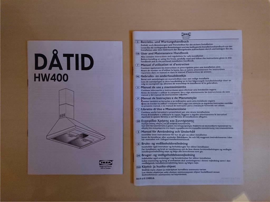 IKEA DATID Owners Manual KITCHEN OVEN/HOB EXTRACTOR HOOD HW400 eBay