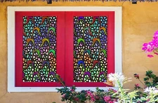 3D Colored Leaves A215 Window Film Print Sticker Cling Stained Glass UV Zoe