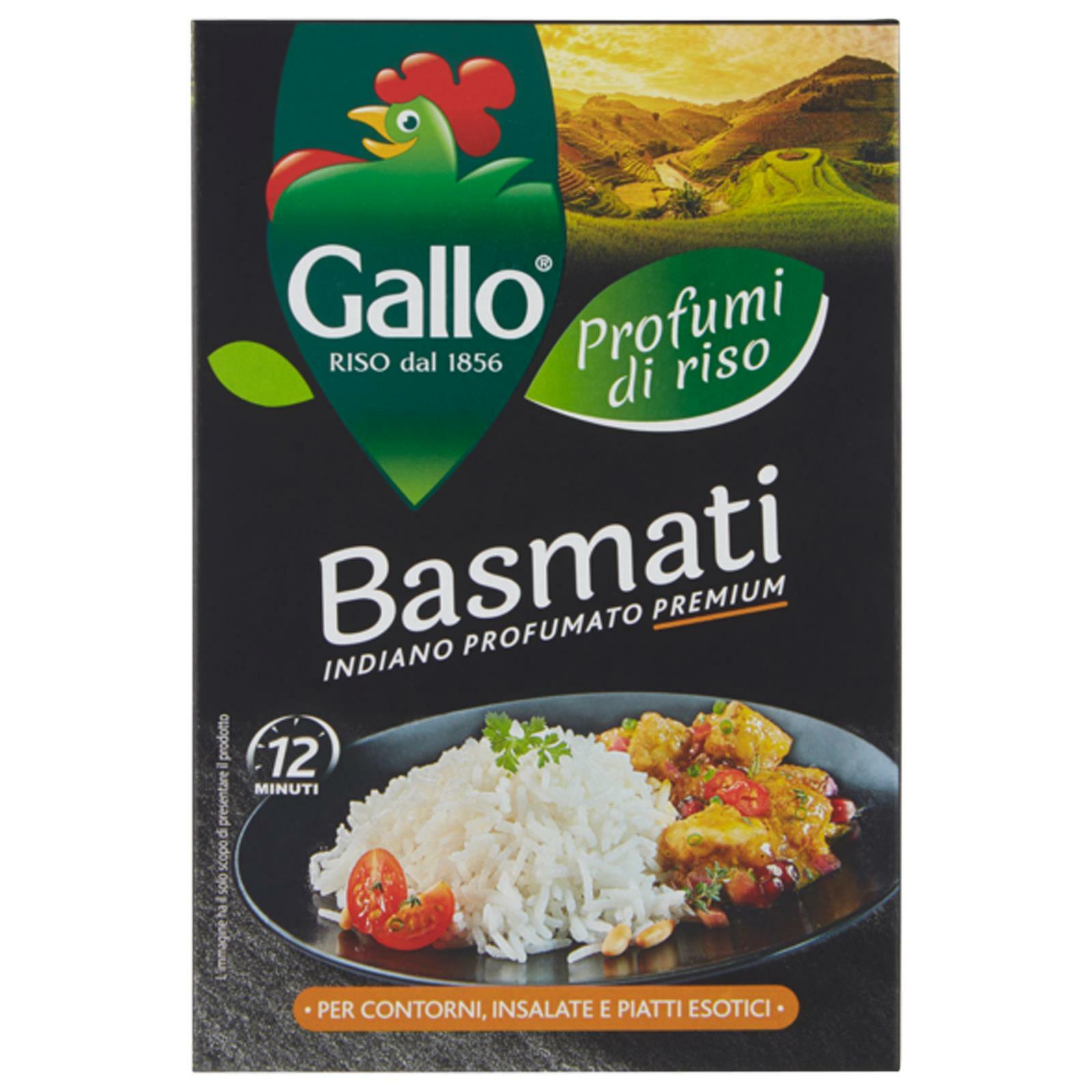 9 PACCHI  RISO BASMATI GALLO 500GR PASTA CHICCO LUNGO SOTTILE INDIANO PROFUMATO