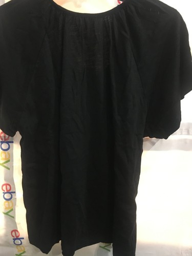 Lilla P WomensShirred Raglan Short Sleeved Scoop Neck Tee Shirt Top Black Medium - Picture 4 of 8