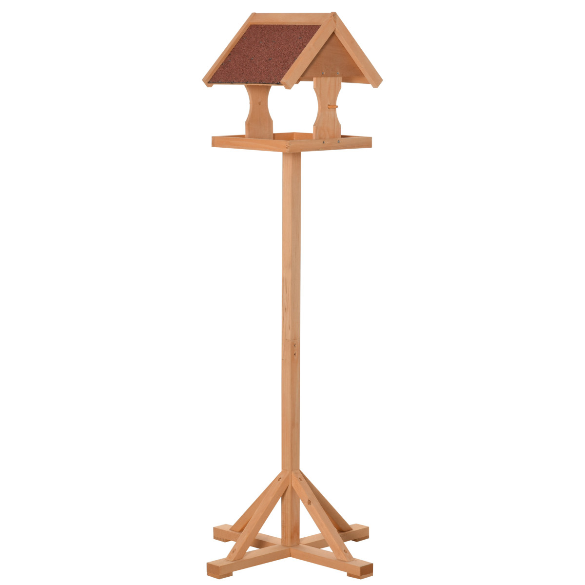 Pawhut Brown Wooden Bird Feeder Freestanding Cross-Shaped Support Feet In - Image 2
