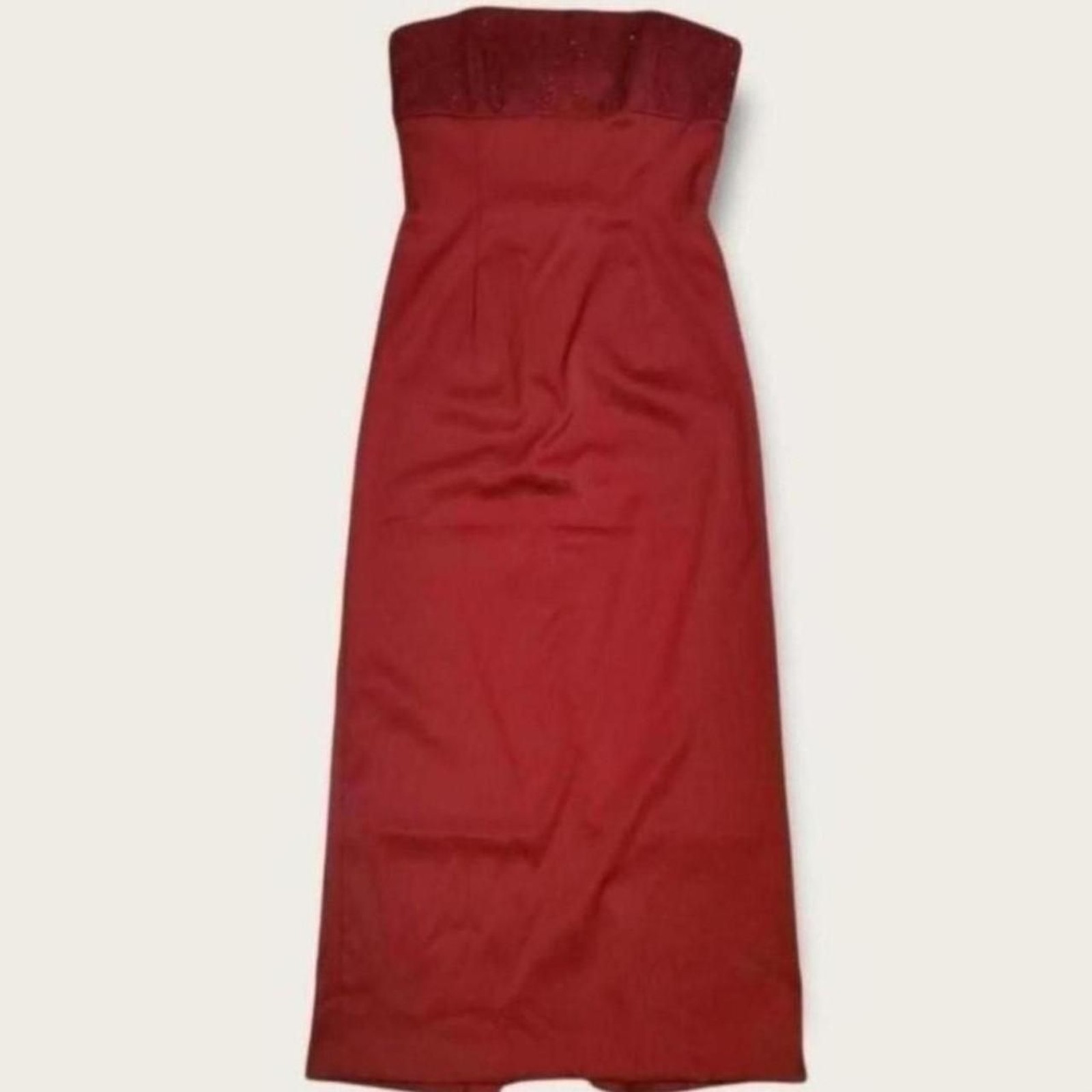 Scott McClintock Women's Red Strapless Prom formal dress vintage Y2k 90s