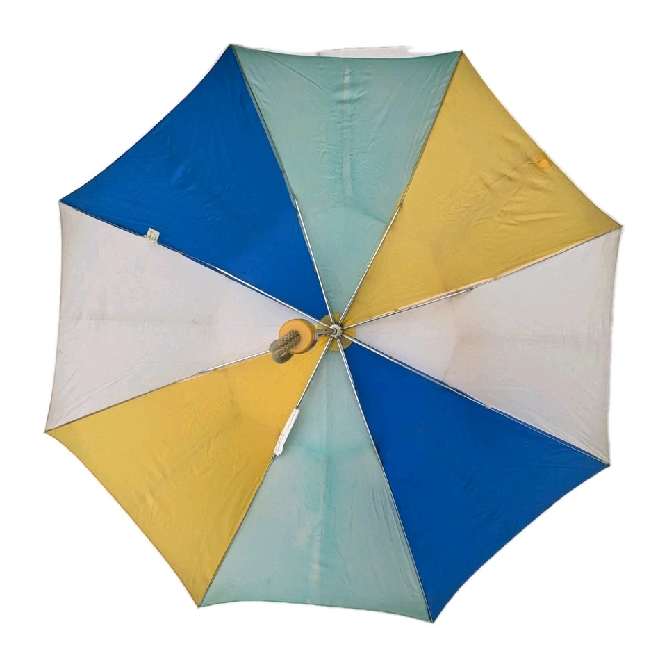 Paraguas vintage Fulton multicolor amarillo azul verde Foto 3 de 4