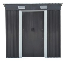 4x6ft Metal Garden Storage Shed with Sliding Door and Vents