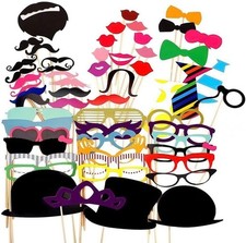Party Props for Photo Booth Birthday Wedding Kids Adult Prom 58 Pcs, DIY...