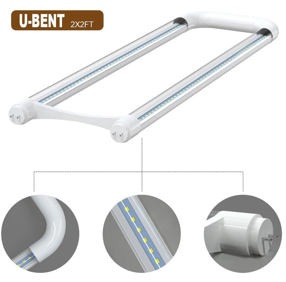 Romwish U Bend LED Tube Light, T8 T12, 18W(40W Equivalent), 5000K Daylight, 2... - Image 2 of 4