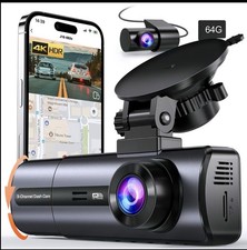 US Dashcam 3 Channel Dash Cam 4K Inside Camera 64GB Memory Card  Accessories