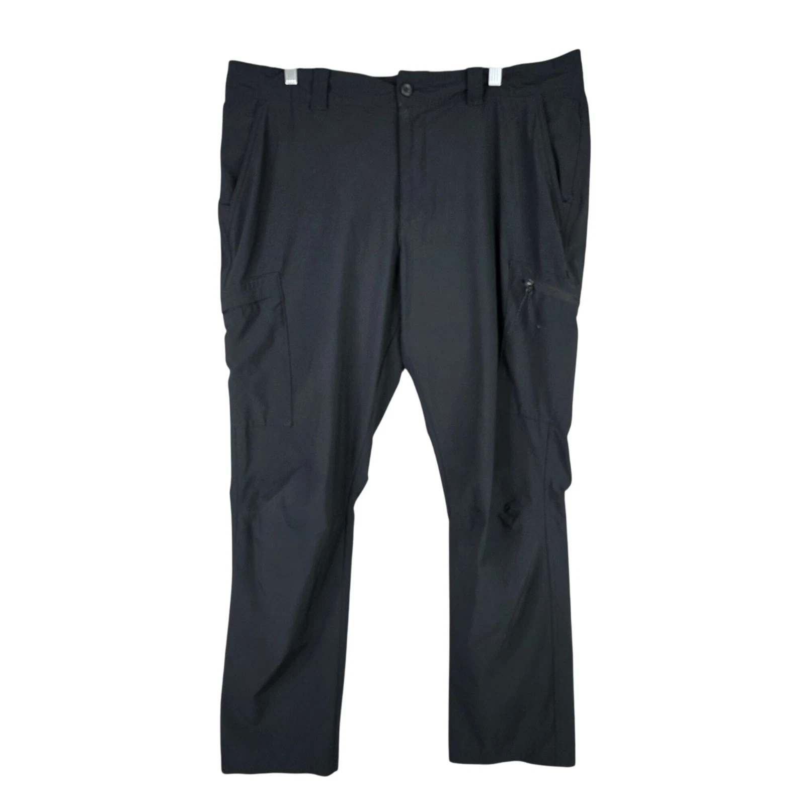 Mens Columbia PFG Black Performance Fishing Cargo Pants Polyester Stretch 38X32