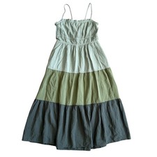 Madewell Colorblock Tiered Midi Dress Sage Green NK443 Womens 4 NEW