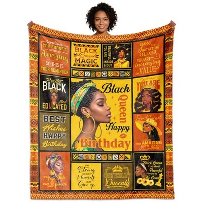 African American Gifts for Women, Afro Black Girl Birthday Blanket 60'' X 50'',...