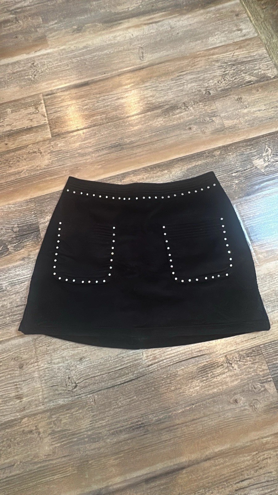 Abercrombie & Fitch Womens 4 Black Faux Suede Studded Gothic Grunge Mini Skirt