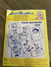 Aunt Marthas Jolly Old Santa 3859 MINT Hot Iron Embroidery Transfer Pattern