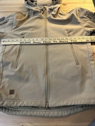 TACVASEN? Mens Medium Tactical Soft shell Fleece Carmel Coat With Flag Patch image 10