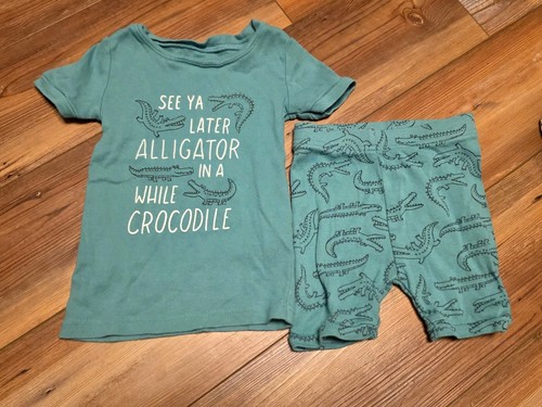 Old Navy 3T Pajama PJ Shorts Set See Ya Alligator Crocodile Unisex Girl Boy