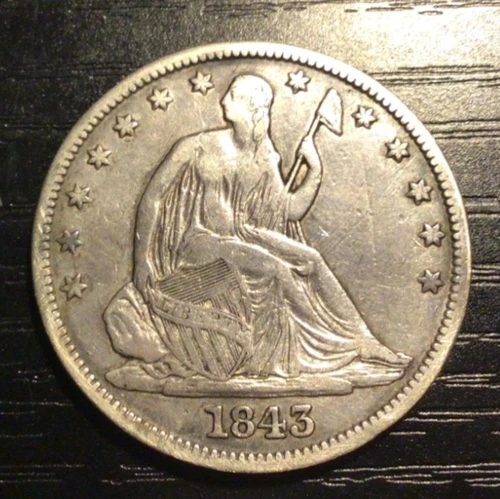 1843 Seated Liberty Silver Half Dollar, VF+/XF. H166