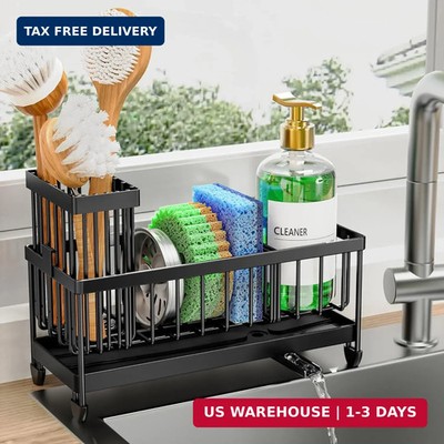 Sponge Holder for Kitchen Sink Stainless Steel Caddy Organizer 9.25 Inch