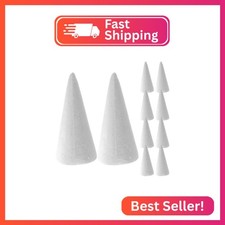 12pcs Craft Foam Cone White Cones for DIY Home Craft Project Christmas Tree Tabl