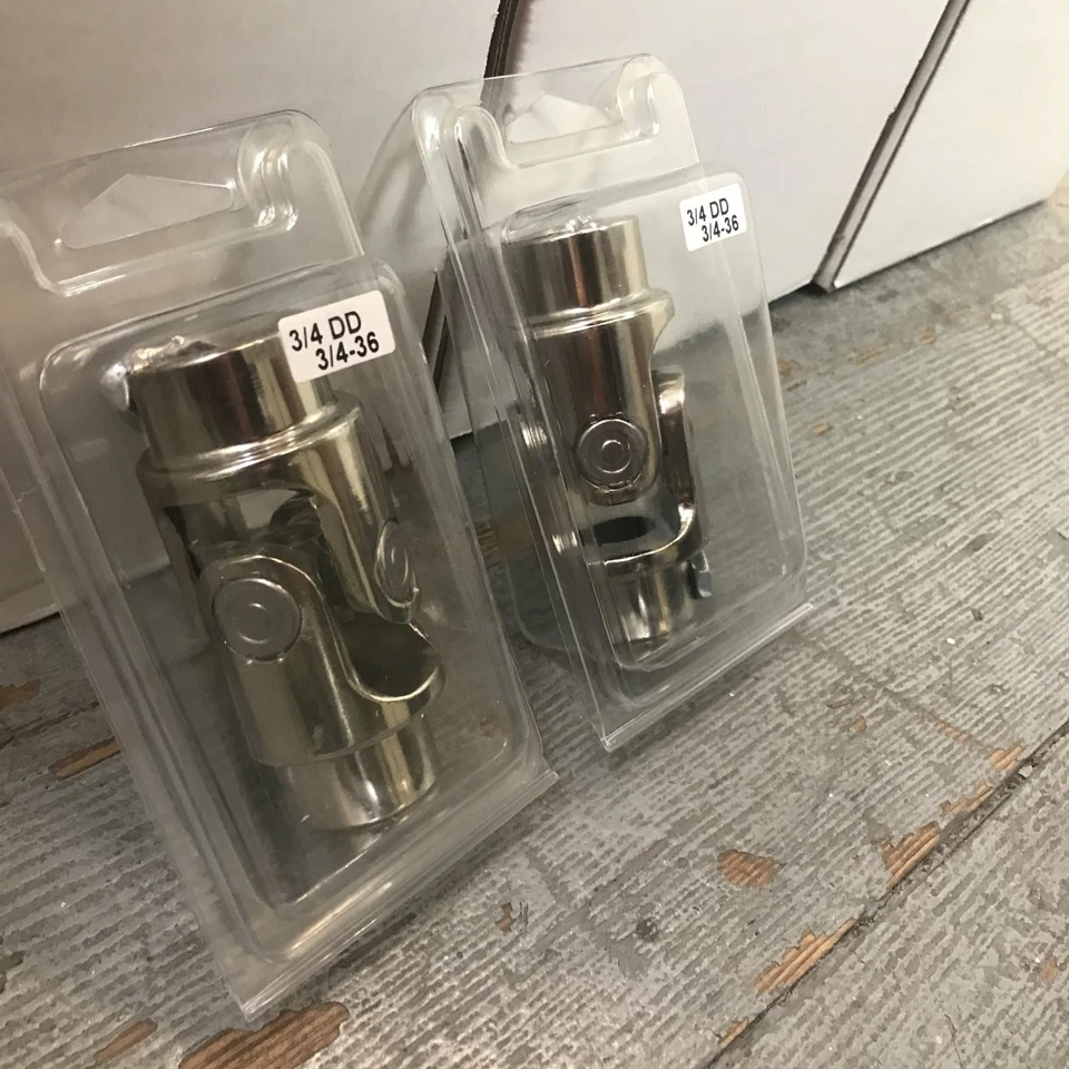 Pair of 3/4-36 Spline X 3/4" DD Steering Shaft U-Joints Mustang II Power Rack - Изображение 3 из 4