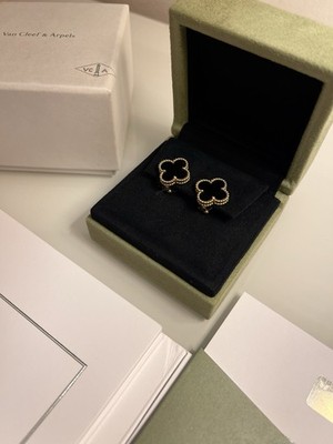 Van Cleef & Arpels Vintage Alhambra Ohrringe 18k Gold Onyx