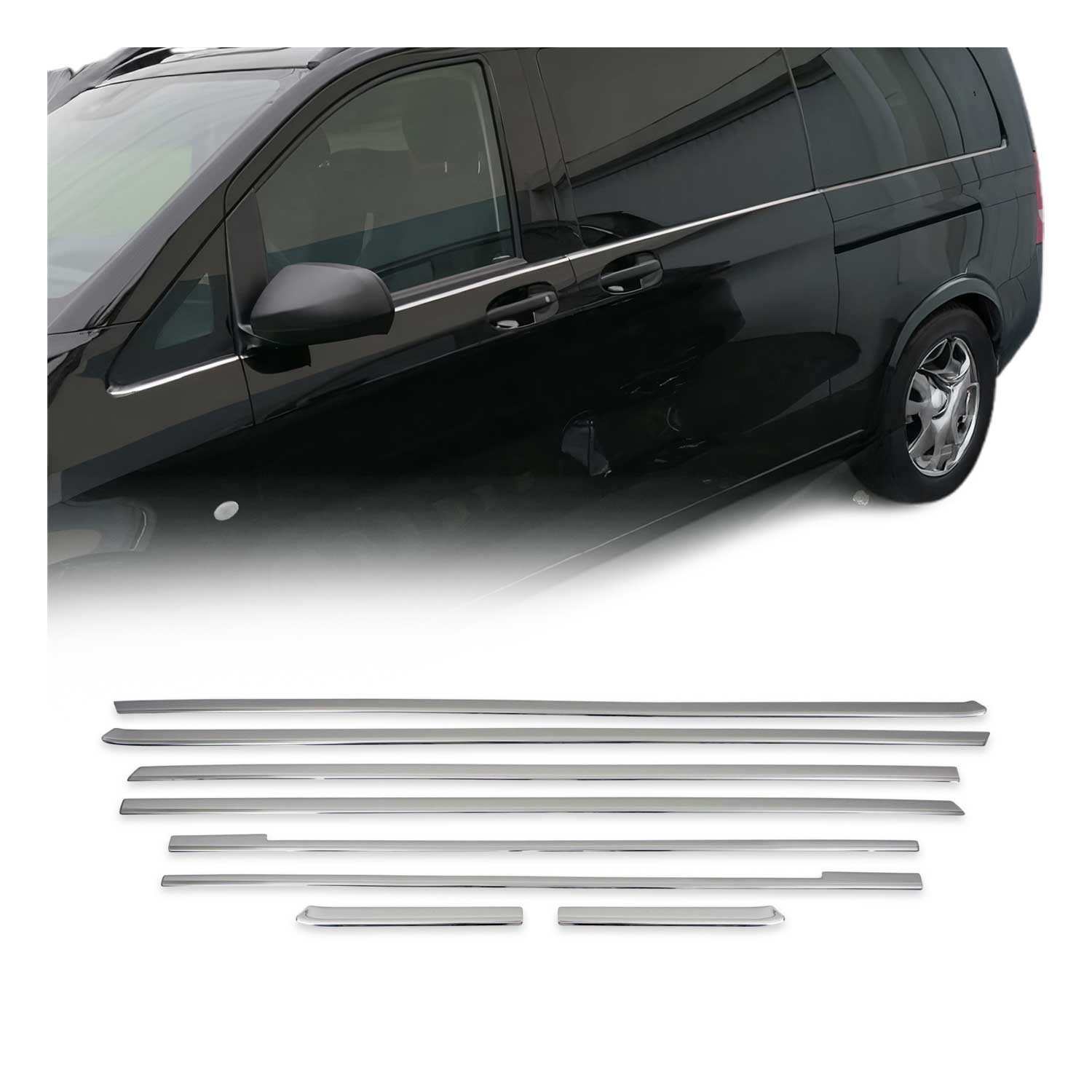 Rénovation Contour de Vitre Vito W447 L3 Kit Garniture Inox Contre le Vieillissement