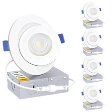 4 Pack 4 inch Gimbal Led Recessed Light with Junction Box, 90  Adjustable Dir...