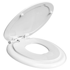 American Stardard Elongated Toilet Seat with Built-In Potty Training Seat, So...