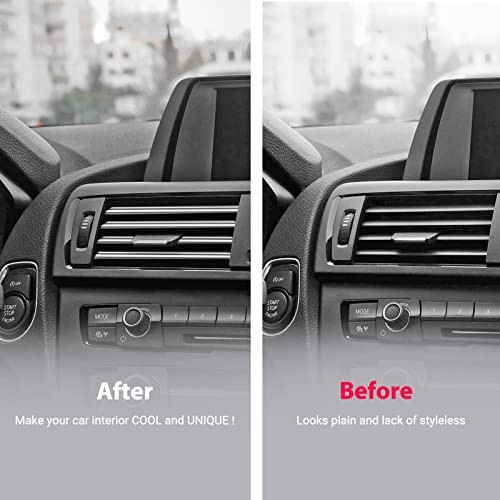 20 Pcs Car Vent Outlet Trim Strip Chrome PVC Car Air Conditioner Vent Silver